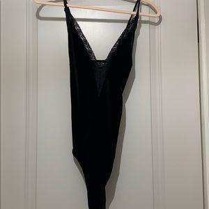 Black lace velvet tank top bodysuit